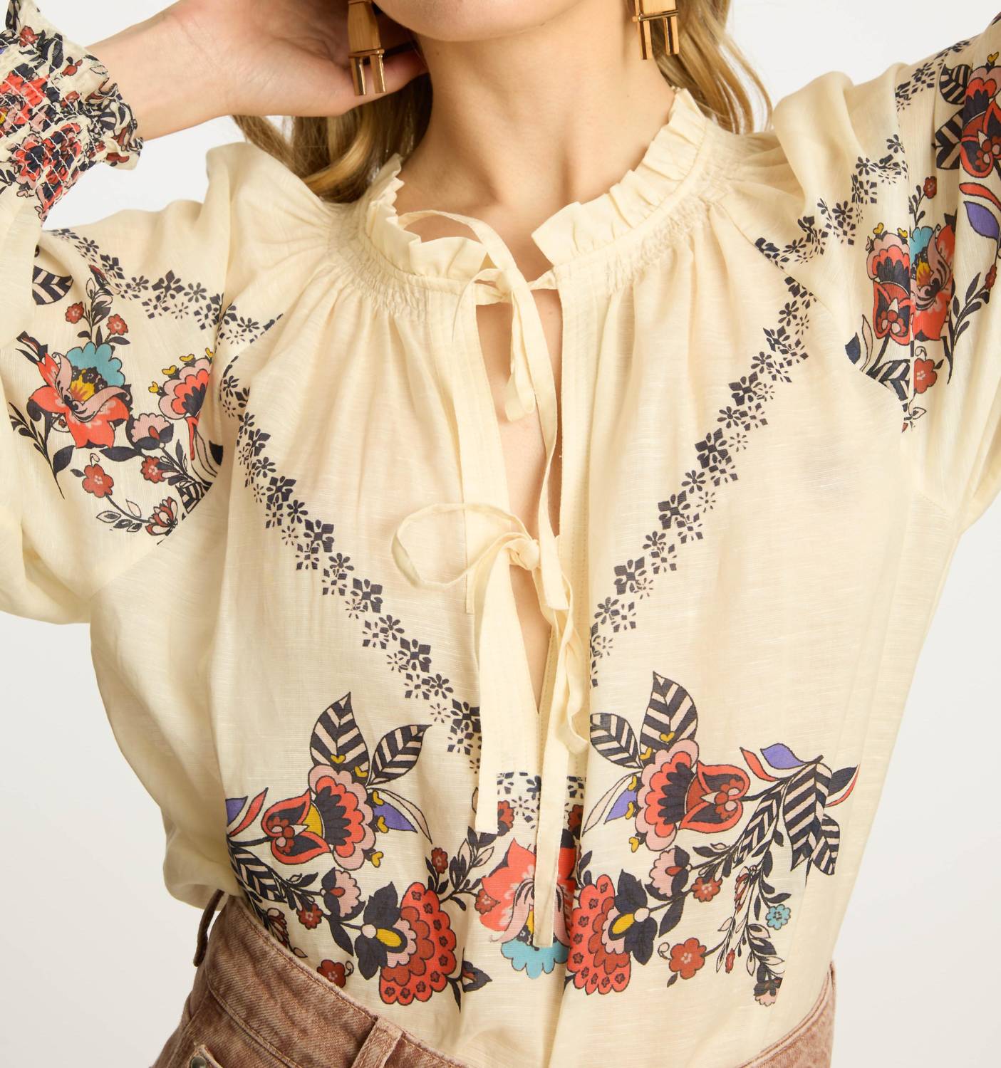 CABALLERO Vickie Top in zebra leaf - women's long sleeve top - alternate view