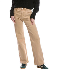 RE/DONE 70's Ultra High Rise Wide Leg Stretch Denim Jeans in washed khaki - women's jeans - detail view