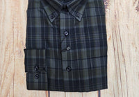 F/X Fusion Men's Long Sleeve Plaid Shirt in navy - men's shirt - detail view