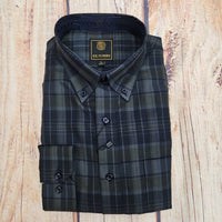F/X Fusion Men's Long Sleeve Plaid Shirt in navy - men's shirt - alternate view