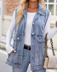 Miss Sparkling - Denim Vests With Hood