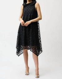 Joseph Ribkoff - Dot Embroidered Mesh Handkerchief Dress