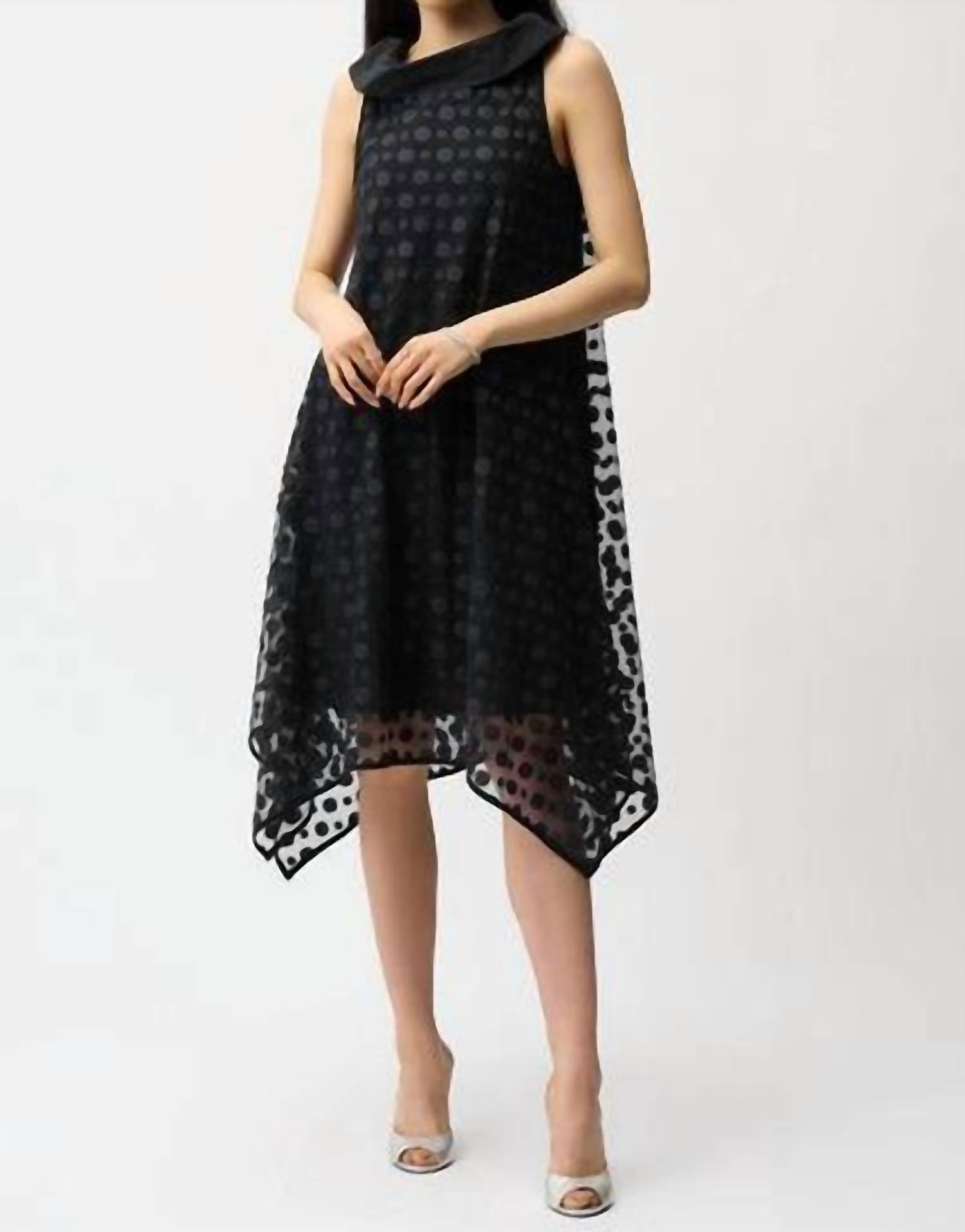 Joseph Ribkoff - Dot Embroidered Mesh Handkerchief Dress