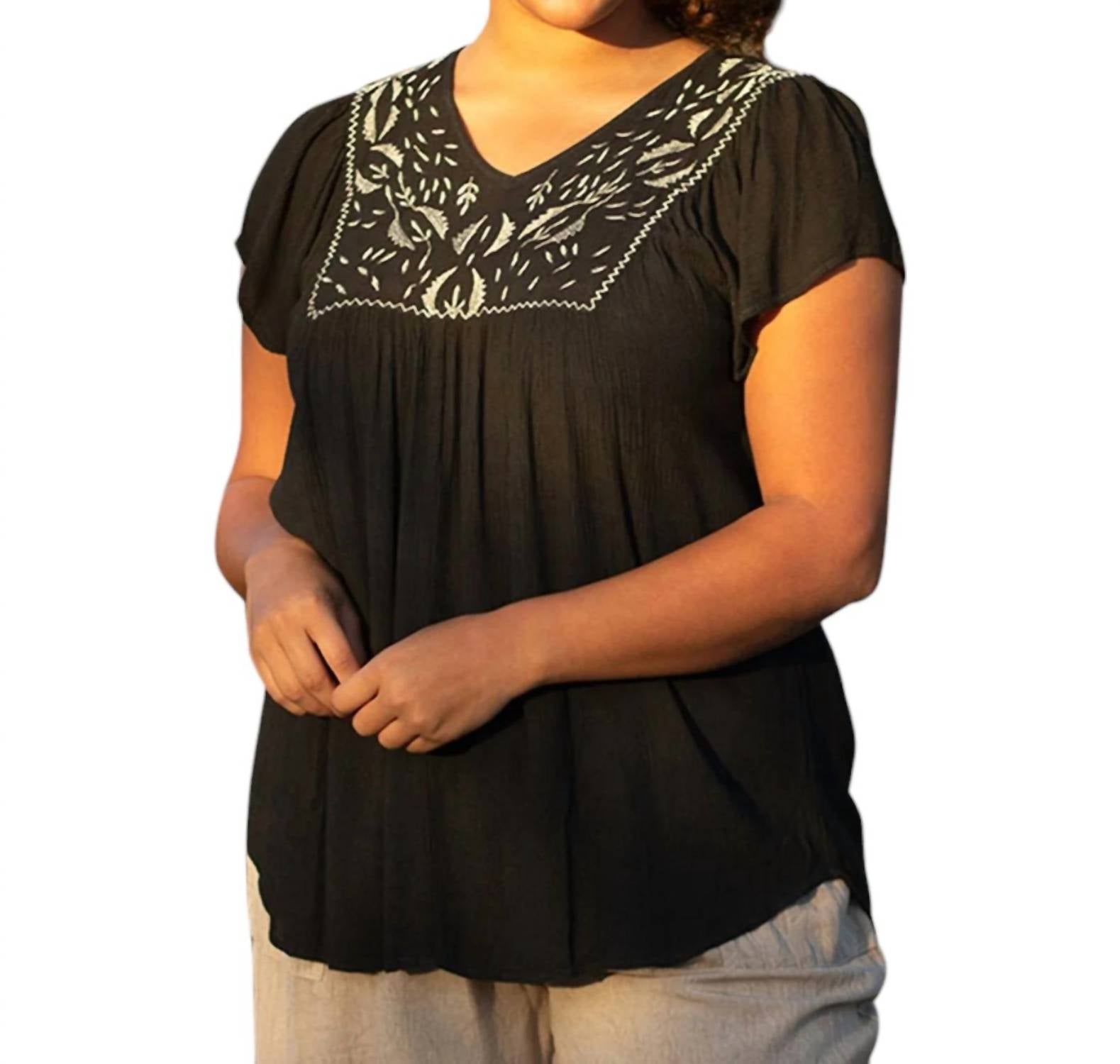 On The Plus Side - Karla Embroidered Blouse - PLUS