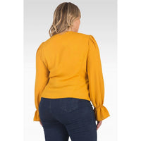 Standards & Practices - Long Sleeve Curvy Fit Surplice Wrap Blouse - Plus Size