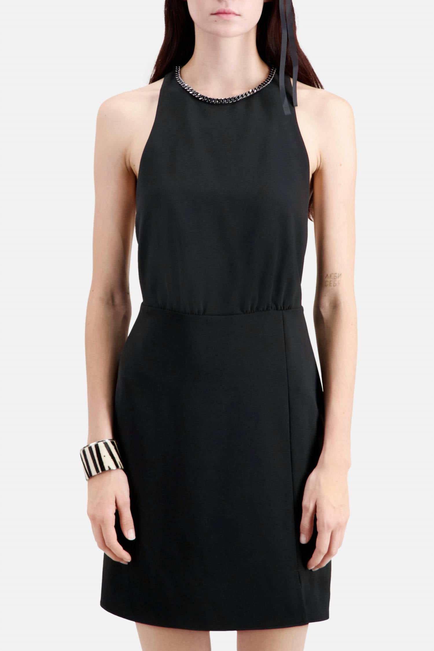 THE KOOPLES Backless Crepe Star Dress in bla01 - women's dress