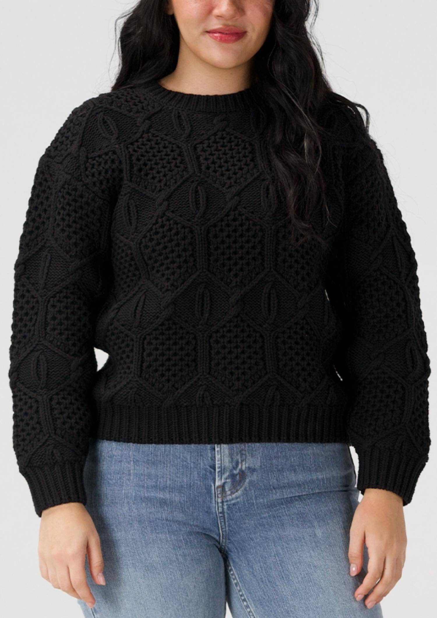 The Normal Brand Elodie Novelty Crew Sweater in black - women's sweater
