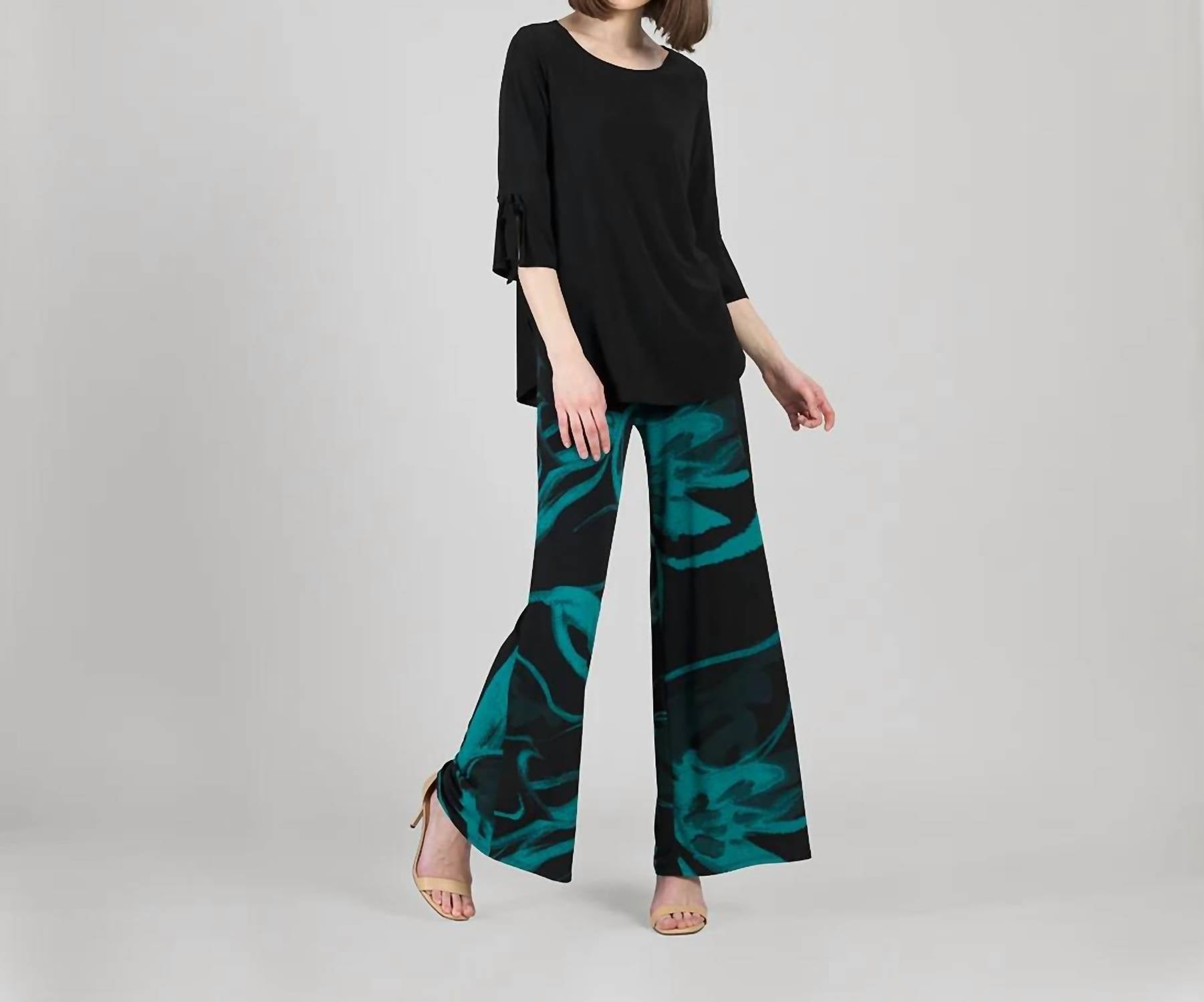 Clara Sun Woo - Tie Cuff Curved Hem Tunic Top