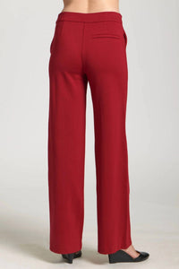 APNY Front Zip With Pin Tucked Leg Pant in cherry red - women's pants - detail view