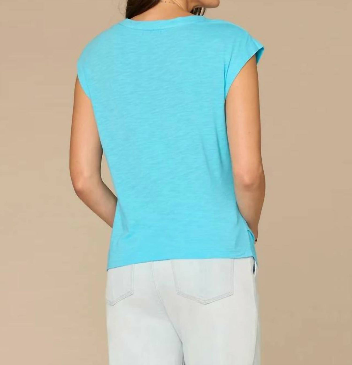 Democracy - Origami Sleeve Side Ruched Screen Print Knit Top