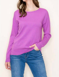 STACCATO Boat Neck Drop Shoulder Lightweight Spring Sweater in orchid - women's sweater - alternate view