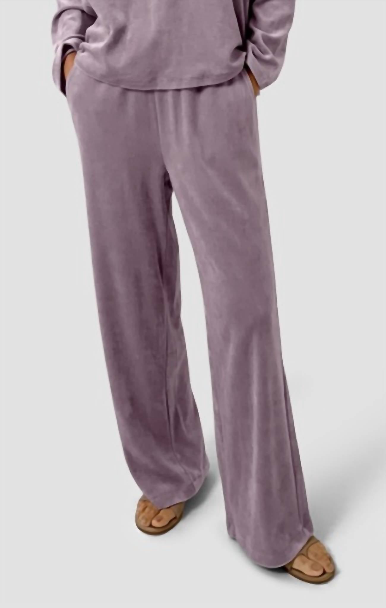 Eileen Fisher - Cozy Velour Knit Wide-leg Pants
