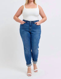 Judy Blue - Mid Rise Boyfriend Jeans With Cuff