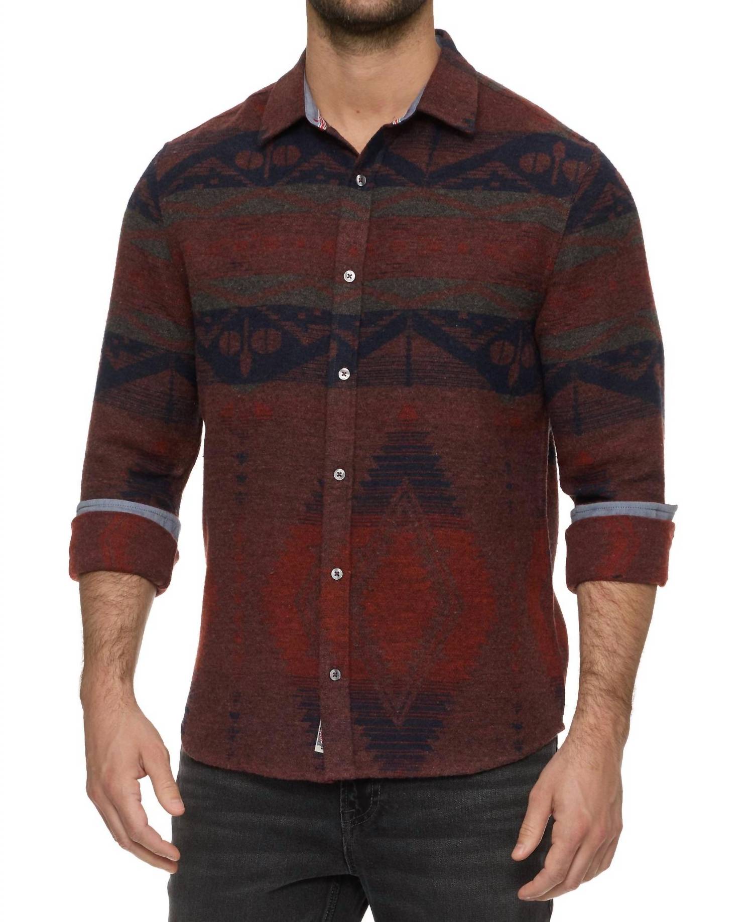 Flags & Anthem Rawlins Long Sleeve Flannel Shirt in red - men's long sleeve top