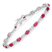 Diana M Jewels Women's Oval Natural Ruby Bracelet (3.63 Ct) - Signature Plus in 14k white gold - women's jewelry