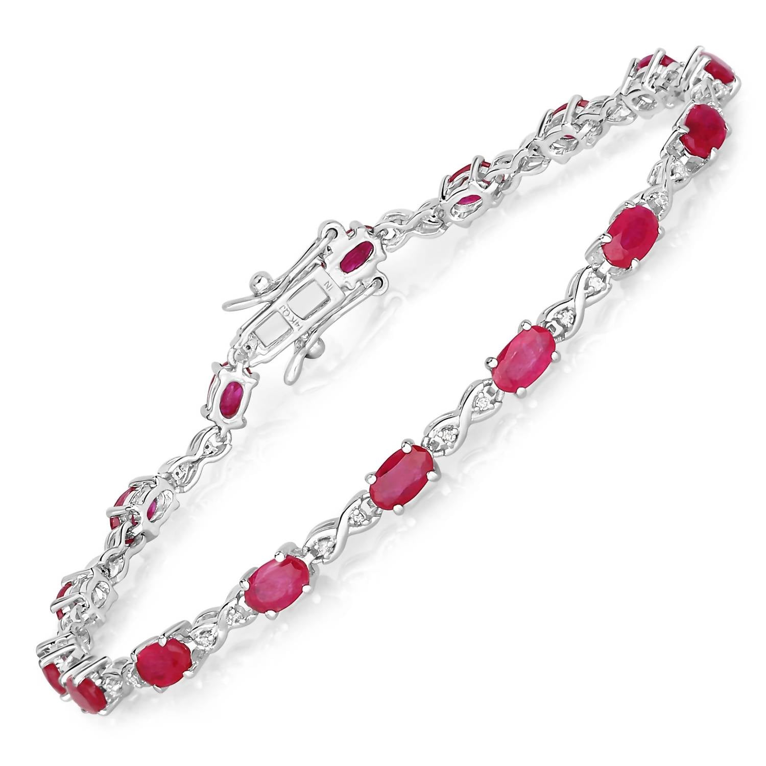 Diana M Jewels Women's Oval Natural Ruby Bracelet (3.63 Ct) - Signature Plus in 14k white gold - women's jewelry