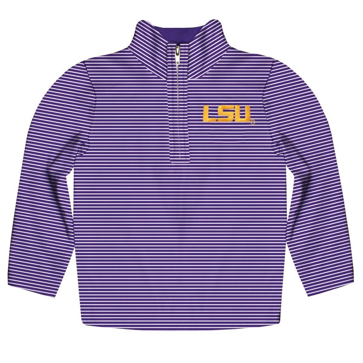 Vive La Fete - Boy's Lsu Tigers Embroidered Stripes Quarter Zip Pullover