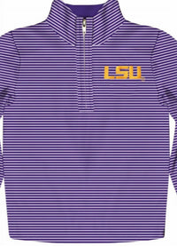 Vive La Fete - Boy's Lsu Tigers Embroidered Stripes Quarter Zip Pullover