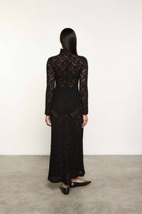 Enza Costa - PUCKERED LACE MOCK NECK DRESS
