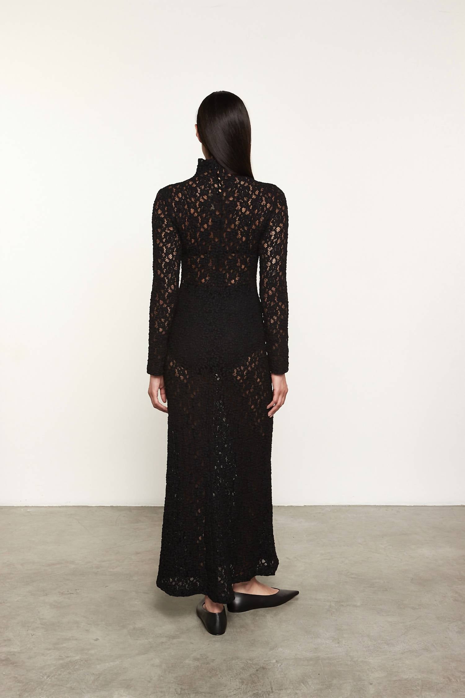 Enza Costa - PUCKERED LACE MOCK NECK DRESS