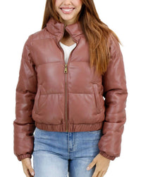 Grace And Lace - Butter Faux Leather Puffer Jacket