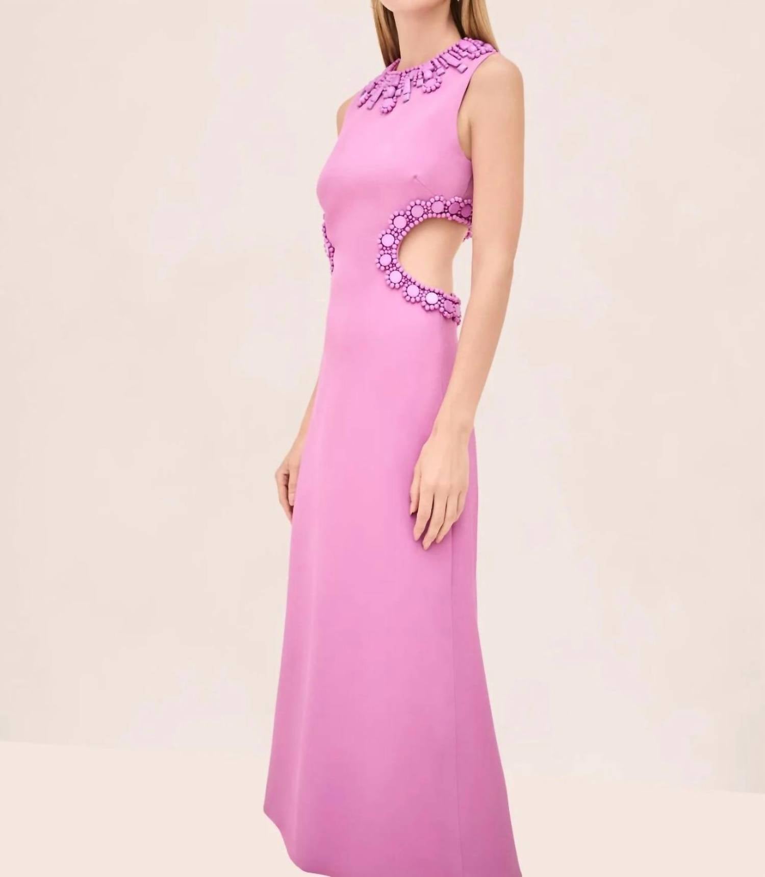 ALEXIS Leda Sleeveless Midi Dress in orchid - women's dress - detail view