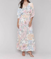 CHARLIE B Floral Dolman Maxi Dress in dahlia - women's dress - detail view