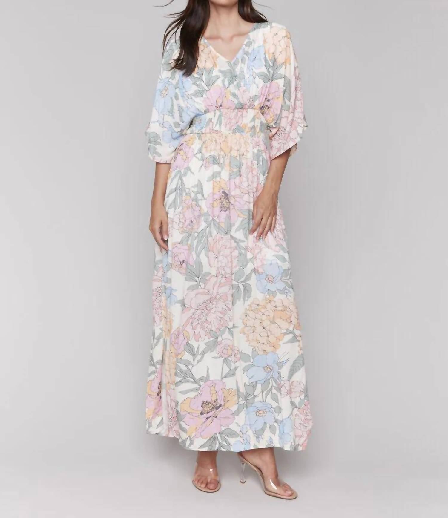 CHARLIE B Floral Dolman Maxi Dress in dahlia - women's dress - detail view