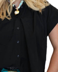 SECULAR Trinity Button Top in black - women's shirt - detail view