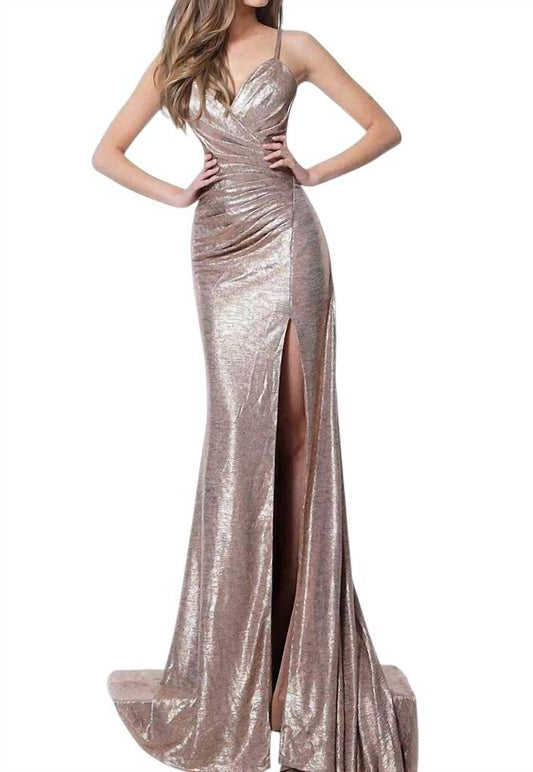 Jovani - Metallic Shimmer Gown
