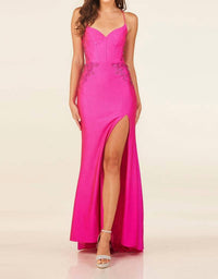 Lucci Lu - Sweetheart Neckline With High Slit Evening Dress