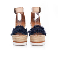 See by Chloe Women's Raw Edge Trim Espadrille Wedge Sandal in beige blue - women's sandal - view 6