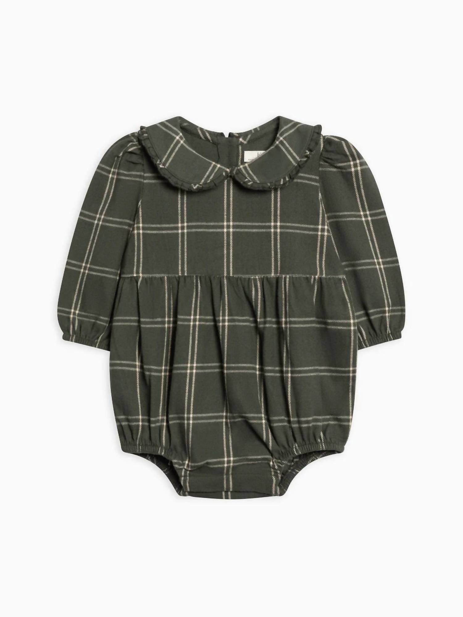 Kendi - Girl's Aven Flannel Bubble Collared Romper
