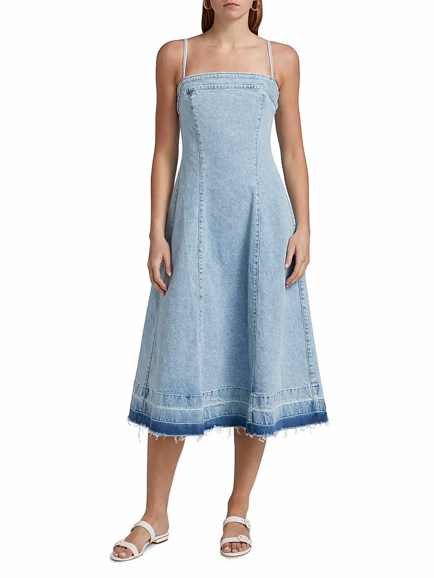 JONATHAN SIMKHAI Clarissa Denim A-line Midi-dress in del mar - women's dress