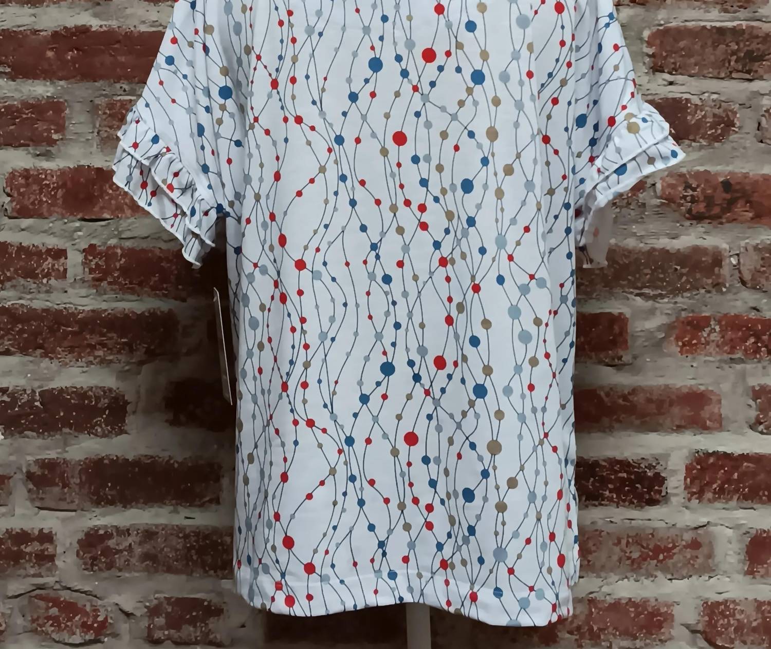 Multiples - Dotted Flounce Sleeve Top
