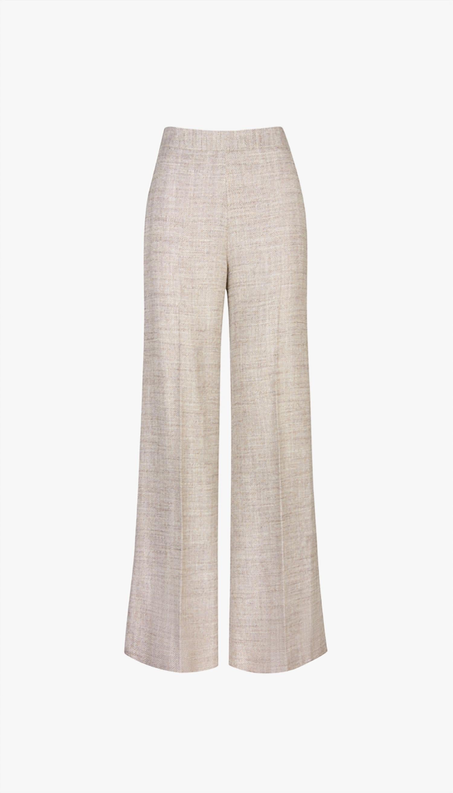Smythe High Rise Wide Leg Pant in taupe tweed - women's pants - view 4