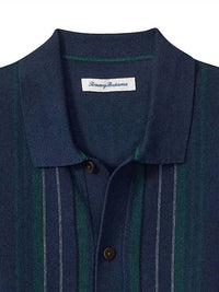 TOMMY BAHAMA Men's Palmarito Knit Button Front Polo Shirt in coastline - men's shirt - detail view