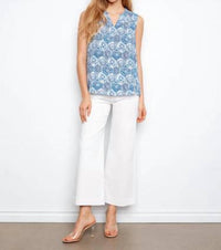 Charlie B - Printed Sleeveless Ruffle Neck Top