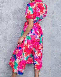 FLYING TOMATO Escape To Paradise Midi Dress in red blue - women's dress - alternate view