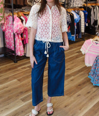 Free People Mannie Lace Button Down Top in whisper white - women's blouse - alternate view