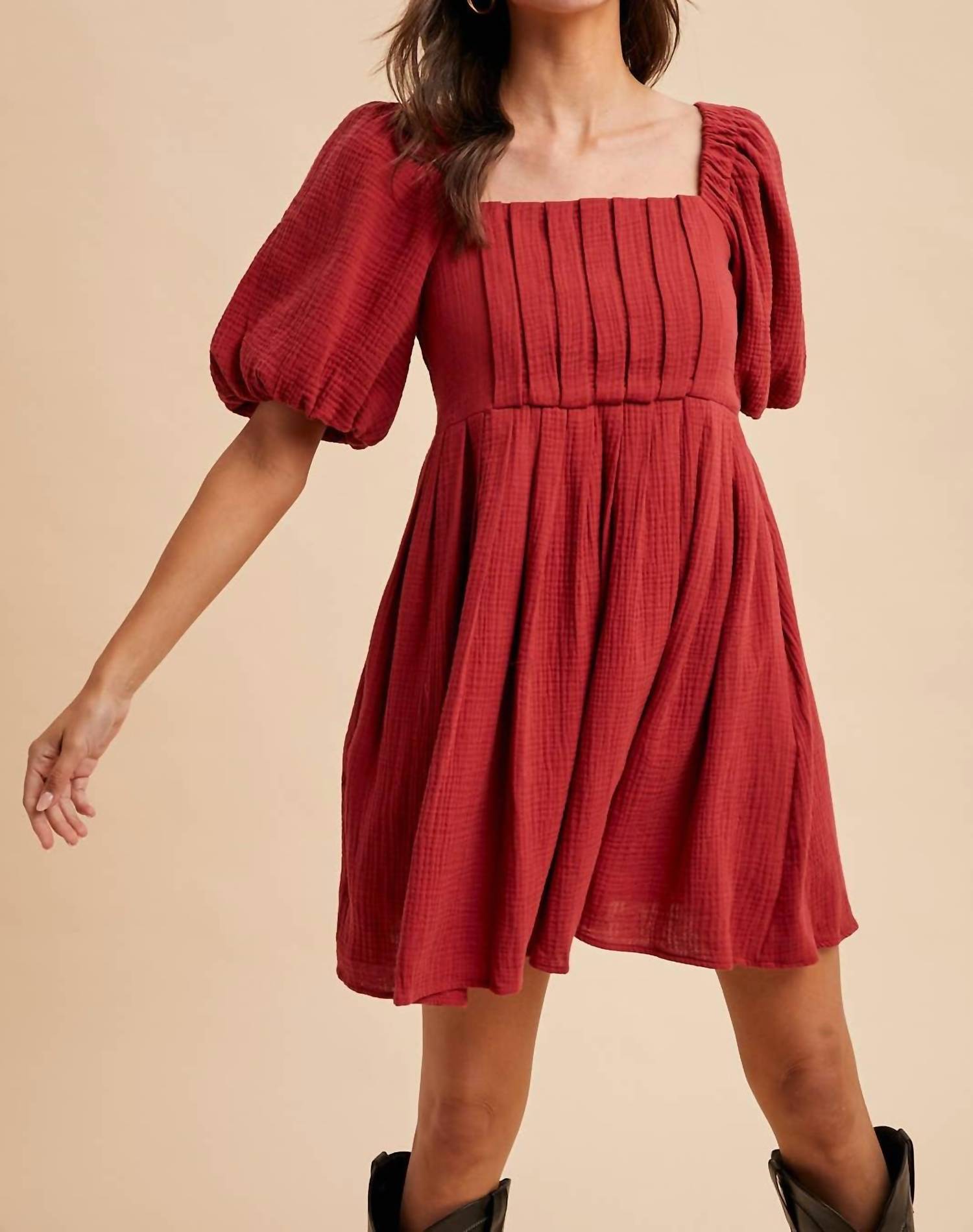 In-Loom - Sweetheart Puff Sleeves Mini Dress