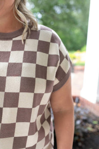 First Love Coffee Shop Knit Top in taupe coco brown - women's sweater - detail view