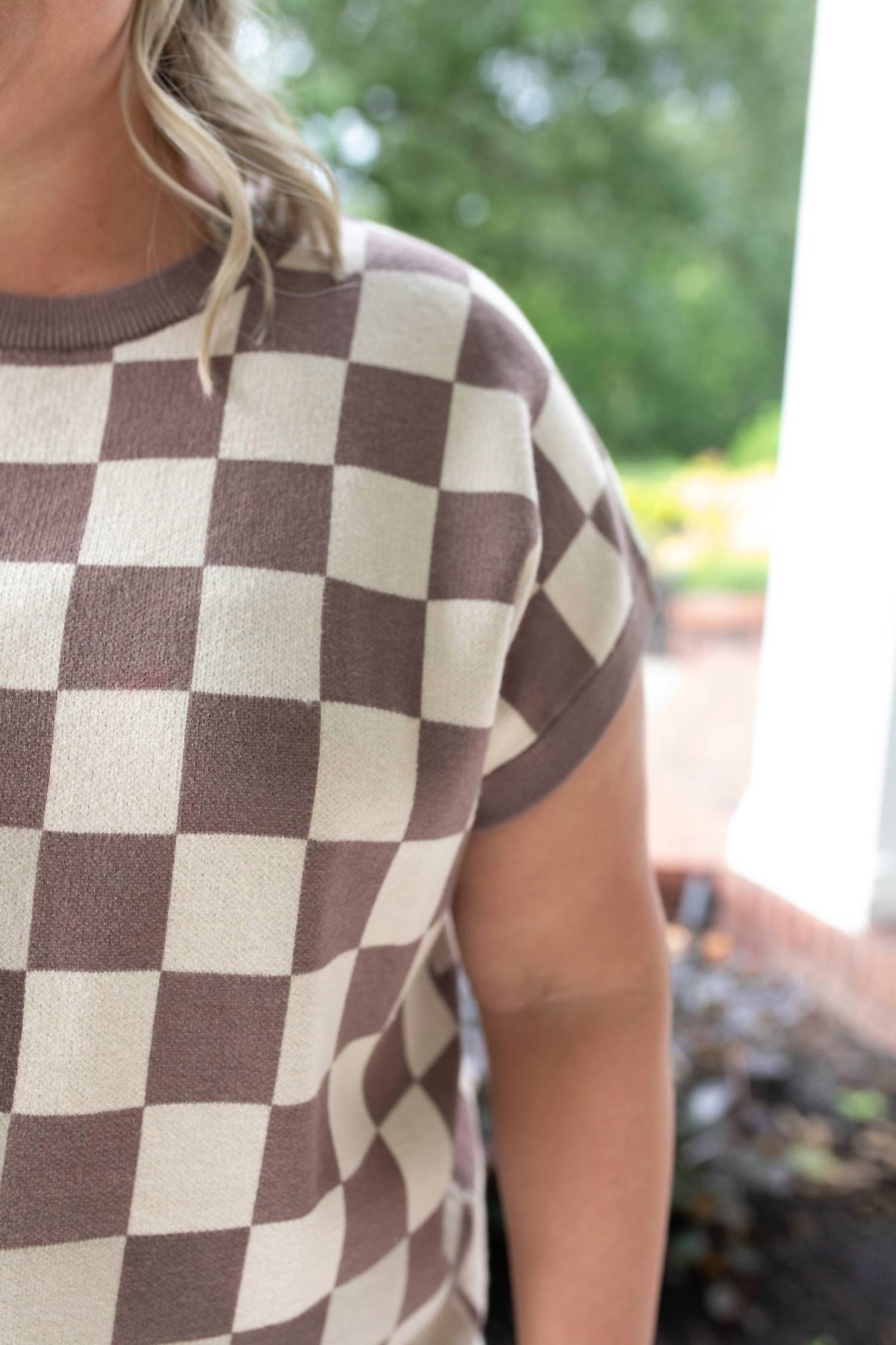 First Love Coffee Shop Knit Top in taupe coco brown - women's sweater - detail view