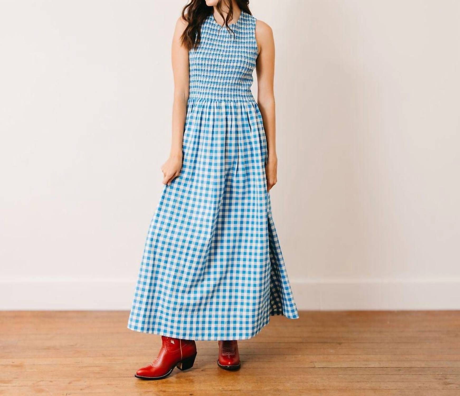 Sunshine Tienda - Women's Gingham Marine Dress