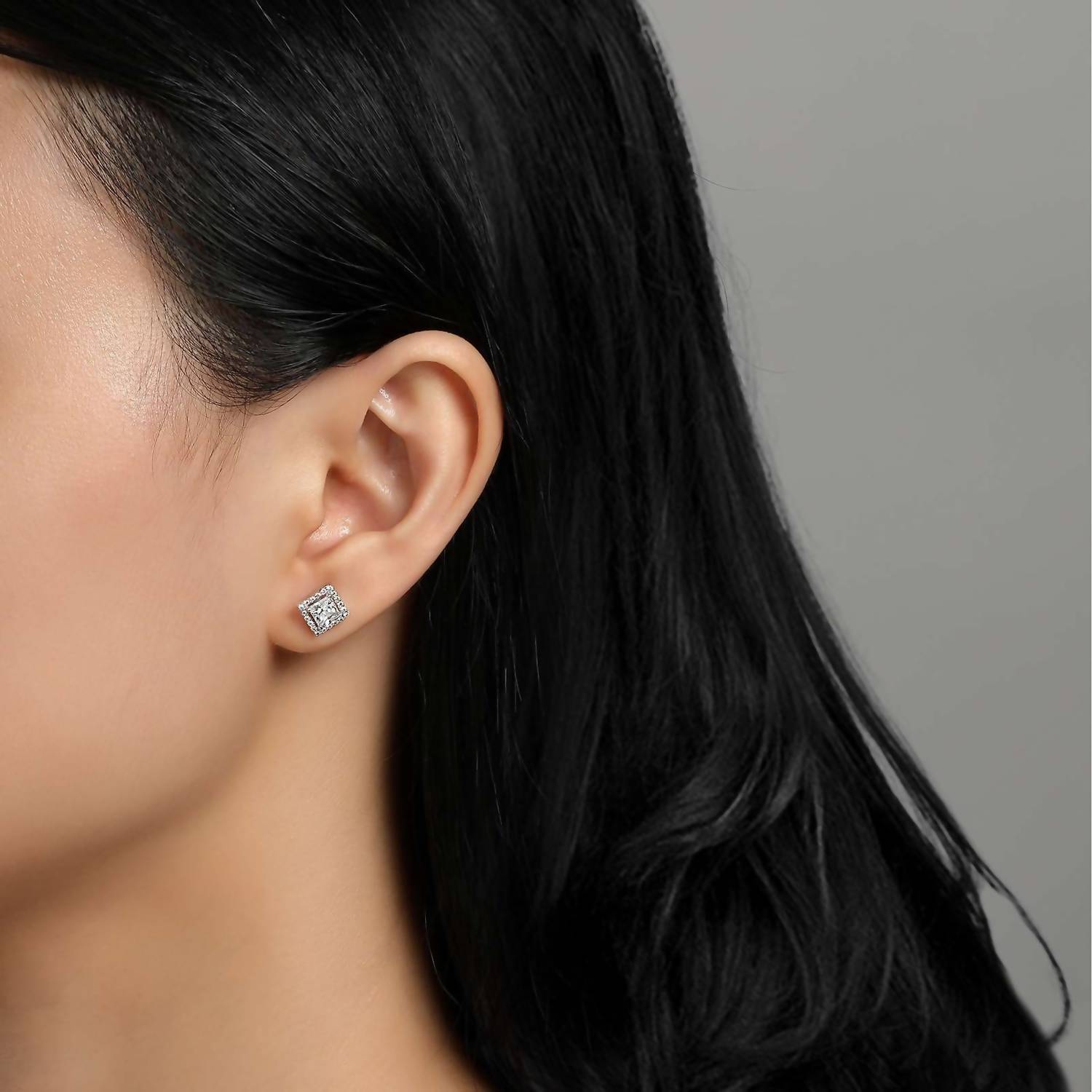 Lafonn - Women's Princess Cut Halo Stud Earrings