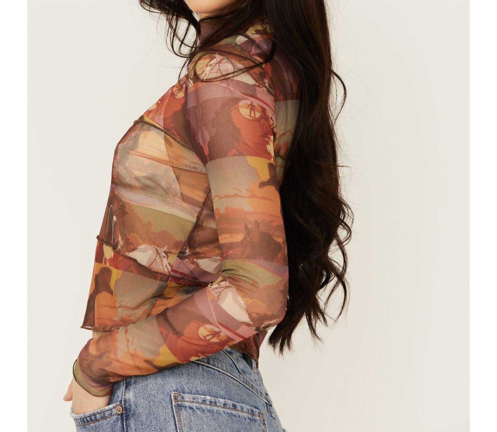 Rock & Roll Denim - Scenic Mesh Long Sleeve Top