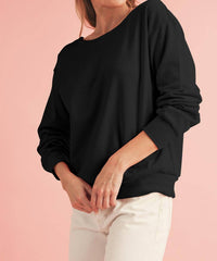 Shewin - Bowknot Round Neck Sweatshirt