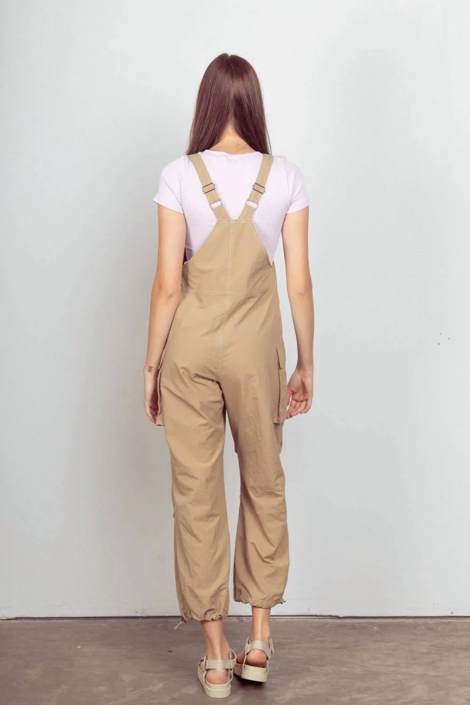 Very J - Casual Sleeveless Cargo Jumpsuit