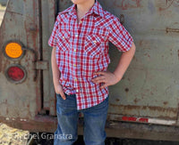 American Farm Company - Boys Youth Plaid Pattern Metal Snap Shirt