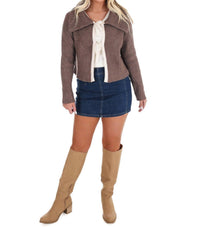 In February - Nostalgic Charm Contrast Bow Ribbed Cardigan